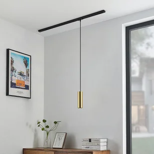 Lindby Cees lampa wisząca szyna, czarna złota - Lampy sufitowe - miniaturka - grafika 3