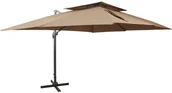 Parasole ogrodowe - vidaXL Parasol wiszący z podwójną czaszą, taupe, 400x300 cm vidaXL - miniaturka - grafika 1