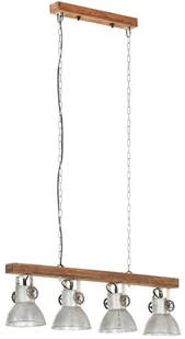 vidaXL Industrialna lampa sufitowa, srebrna, E27, drewno mango 320521 - Lampy sufitowe - miniaturka - grafika 3