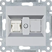 Gniazdka elektryczne - Hager LUMINA-INTENSE-PASSION-Gniazdo-komputerowe-pojedyncze-RJ45-kat5e-UTP-srebrny WL2112 - miniaturka - grafika 1