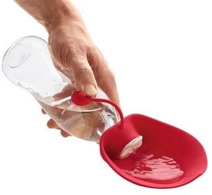 Hunter podróżna butelka z silikonową miseczką list - kolor czerwony - Sprzęt podróżny i transportery dla psów - miniaturka - grafika 2