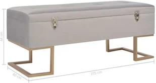 vidaXL Ławka ze schowkiem, 105 cm, szara, aksamitna vidaXL - Ławki do przedpokoju - miniaturka - grafika 8
