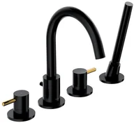 Baterie wannowe i prysznicowe - Omnires Bateria wannowa czarna Simplon 4-otworowa - miniaturka - grafika 1