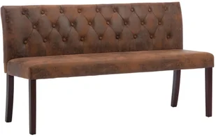 vidaXL Ławka, 148,5 cm, brązowa, sztuczna skóra zamszowa vidaXL - Ławki do przedpokoju - miniaturka - grafika 2