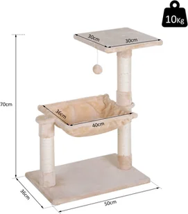 PawHut DRAPAK ZE SŁUPKIEM SIZALOWYM I HAMAKIEM płyta wiórowa kremowy 50 x 36 x 70 cm - Drapaki dla kotów PawHut DRAPAK ZE SŁUPKIEM SIZALOWYM I HAMAKIEM płyta wiórowa kremowy 50 x 36 x 70 cm - Drapaki dla kotów - miniaturka - grafika 2
