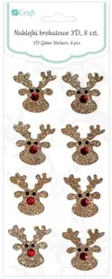 Naklejki brokatowe 3D Renifery 8 sztuk) - Scrapbooking - miniaturka - grafika 3