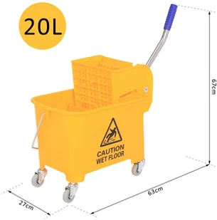 Homcom WÓZEK DO SPRZĄTANIA WIADRO Z PRASKĄ żółty - Wózki serwisowe - miniaturka - grafika 2