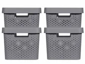 Pudła i pojemniki do przechowywania - Curver Zestaw pudełek Infinity z pokrywkami, 4 szt., 11L+17L, antracyt Keter Benelux - miniaturka - grafika 1