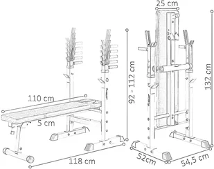Movit ŁAWECZKA POD SZTANGĘ ŁAWKA DO ĆWICZEŃ STOJAKI 20040884 - Ławki treningowe - miniaturka - grafika 3