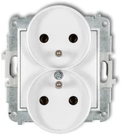 Gniazdka elektryczne - Karlik Gniazdo podwójne z uziemieniem MINI biały MGPR-2zp - miniaturka - grafika 1
