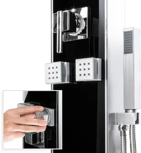 tectake Panel prysznicowy z 6 dyszami masującymi - czarny 402115 - Panele prysznicowe - miniaturka - grafika 5