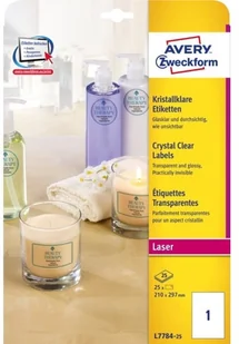 Avery Zweckform Etykiety przeźroczyste Crystal Clear do drukarek laserowych 210mm x 297mm 25 ark - Etykiety samoprzylepne i bloki etykiet - miniaturka - grafika 2