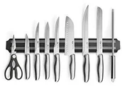 Noże kuchenne - Magnani 9-częściowy zestaw magnani stal nierdzewna nóż z magnetycznych płyta ścienna oraz torba do noszenia o splocie KEU.MG.0068.007.XX - miniaturka - grafika 1