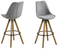 Taborety i hokery - Actona Stołek barowy Dima Melange grey/wood 112245 - miniaturka - grafika 1