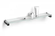 Półki łazienkowe - Zack CARVO Półka Ścienna Łazienkowa 65,8 cm Czarna ze Szklanym Blatem 40506 - miniaturka - grafika 1