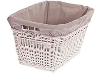 Kosze na bieliznę - e-wicker24 Kosz na pranie z wikliny, Puff, kosz na pranie, styl vintage w stylu retro, białych kosz z zamkiem z materiału zajęte kominek, kosz, pojemnik na zabawki 15-52/W/O - miniaturka - grafika 1