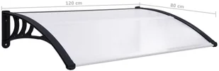 vidaXL Daszek nad drzwi, czarno-przezroczysty, 120 x 80 cm, PC - Markizy - miniaturka - grafika 7