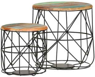 vidaXL Stoliki kawowe, 2 szt., lite drewno z odzysku Stoliki kawowe, 2 szt., lite drewno z odzysku - Stoły - miniaturka - grafika 7