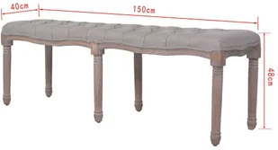 vidaXL Ławka do przedpokoju, drewno lite, 150x40x48 cm, jasnoszara vidaXL - Ławki do przedpokoju - miniaturka - grafika 6