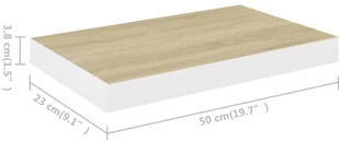 VidaXL Lumarko Półki ścienne, 2 szt., kolor dębu i biel, 50x23x3,8 cm, MDF 326574 VidaXL - Półki do salonu - miniaturka - grafika 10