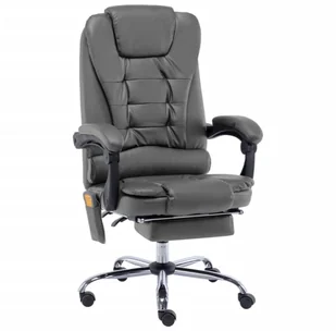 Fotel biurowy, krzesło biurowe shumee Krzesło biurowe z funkcją masażu antracytowe sztuczna skóra - Fotele i krzesła biurowe - miniaturka - grafika 4