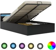Łóżka - vidaXL Rama łóżka z podnośnikiem i LED, czarna, ekoskóra, 140 x 200 cm - miniaturka - grafika 1