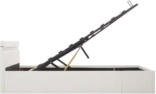 vidaXL Rama łóżka z podnośnikiem i LED, biała, ekoskóra, 180 x 200 cm - Łóżka - miniaturka - grafika 7