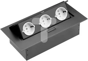GTV Gniazdo meblowe nablatowe wpuszczane AE-PB03GS-20 3 x gniazdo SCHUKO bez kabla czarne - Przedłużacze i rozgałęźniki - miniaturka - grafika 2