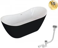Wanny - Polimat Wanna wolnostojąca 180x80x73,5 cm/230L akrylowa ,BIAŁA /CZARNA MAT 00044 - miniaturka - grafika 1