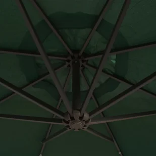 vidaXL Parasol ogrodowy wiszący, światła LED, 300 cm, metal, zielony - Parasole ogrodowe - miniaturka - grafika 3
