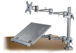 Lindy 40697 Uchwyt do blatu biurka dwuramienny TV/monitor LCD/TFT Drążek Wysokość 700mm 40693) Kolor Srebrny - Uchwyty do telewizora - miniaturka - grafika 4