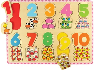 Bigjigs Toys Puzzle - Zwierzątko z Cyferką BJ549 - Zabawki interaktywne dla dzieci - miniaturka - grafika 2