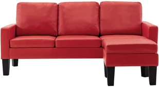 vidaXL 3-osobowa sofa z podnóżkiem, czerwona, sztuczna skóra - Narożniki - miniaturka - grafika 3