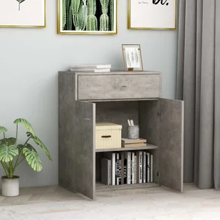 vidaXL Szafka, betonowa szarość, 60 x 30 x 75 cm, płyta wiórowa - Komody - miniaturka - grafika 4
