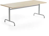 Stoły - AJ Produkty Stół PLURAL, 1800x800x720 mm, blat HPL, brzoza, srebrny - miniaturka - grafika 1