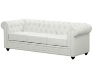 Sofy i kanapy - Vente-Unique 3-osobowa sofa z materiału skóropodobnego CHESTERFIELD- Biały - miniaturka - grafika 1