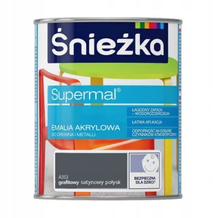 Śnieżka Emalia Supermal akrylowa grafitowa satynowy połysk A353 800ml 403560 - Farby i impregnaty do drewna - miniaturka - grafika 2