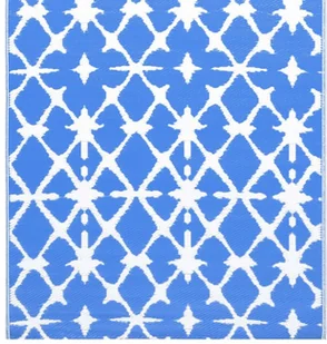 VidaXL Dywan na zewnątrz, niebiesko-biały, 80x150 cm, PP! 310444 VidaXL - Dywany zewnętrzne - miniaturka - grafika 4