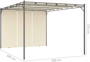 vidaXL Altana ogrodowa z zasłoną boczną, 4 x 3 x 2,25 m, kremowa 47994 - Altany ogrodowe - miniaturka - grafika 8