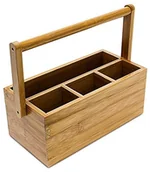 Inne artykuły do sprzątania - Relaxdays organizer na biurko, wykonany z bambusa, wymiary (wys x szer. x gł.) ok. 20 x 25 x 11,5cm, 4 przegrody, z uchwytem do transportowania, kolor naturalny 10018880 - miniaturka - grafika 1