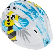 Kaski rowerowe - DUNLOP Kask dziecięcy uniwer. 48-52cm biało-błękitny w pszczółki - miniaturka - grafika 1