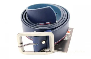 Pas-Max Pasek Skórzany (PL) Skóra Naturalna Licowa EXTRA 40 mm Granatowy Z Czerwoną I Białą Nitką - Paski - miniaturka - grafika 2