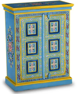 vidaXL Szafka z litego drewna mango, turkusowa, ręcznie malowana - Komody - miniaturka - grafika 2