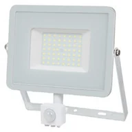 Lampy ogrodowe - V-tac naświetlacz LED Pro series) z czujnikiem ruchu PIR VT-50-S-W SAMSUNG CHIP 50W 4000K 4250lm IP65 biały SKU 467 - miniaturka - grafika 1