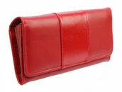 Portfele - PolskaGalanteria.pl Portfel Damski PolskaGalanteria Z Wstawką Długi Max Z Suwakiem Skóra Naturalna CZERWONY WZÓR III KP D13-WST - miniaturka - grafika 1