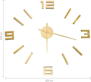 VidaXL Lumarko Zegar ścienny 3D, nowoczesny design, złoty, 100 cm, XXL 325157 VidaXL - Zegary - miniaturka - grafika 9