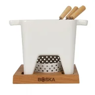 Zestawy do fondue - Boska BOSKA BIANCO L ZESTAW FONDUE 600 ML CERAMIKA + DREWNO DĘBOWE LENA BO-853544 - miniaturka - grafika 1