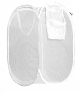 Kosz Na Bieliznę Zabawki Z Siatki Składany Biały - Pojemniki na zabawki - miniaturka - grafika 4