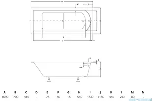 Besco Shea Slim 170x70 WAS-170-SL - Wanny - miniaturka - grafika 2