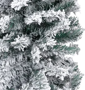 vidaXL Smukła, sztuczna choinka, zielona, ośnieżona, 180 cm, PVC - Choinki - miniaturka - grafika 4